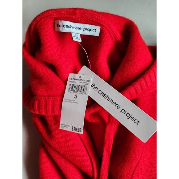 NWT The Cashmere Project Heart 100% Cashmere Pullover Hoodie Sz XS Red #3B501 - Picture 7 of 10